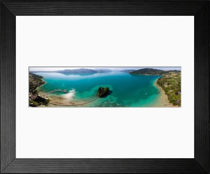 Framed Print : Panorama of the private island Castle Litzlberg (Schloss Litzlberg) on the Lake Atter (Attersee) in Austria Framed Print : Panorama of the private island Castle Litzlberg (Schloss Litzlberg) on the Lake Atter (Attersee) in Austria