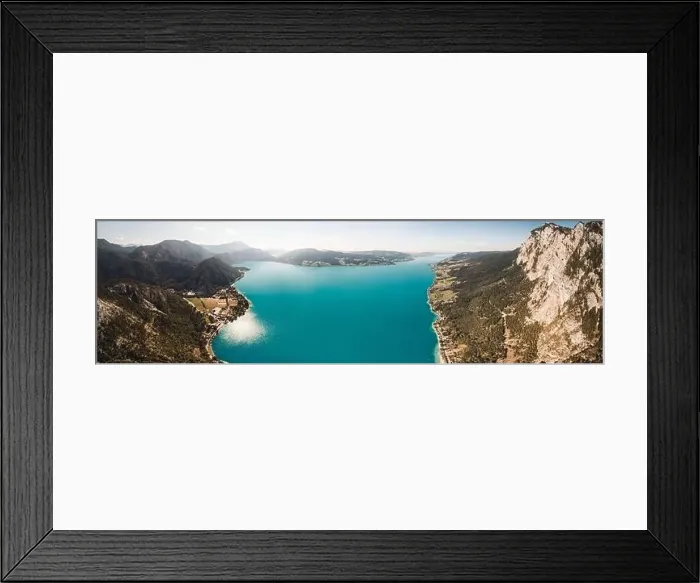 Framed Print : Horizontal panorama of the Attersee (Lake Atter) in Upper Austria, Austria Framed Print : Horizontal panorama of the Attersee (Lake Atter) in Upper Austria, Austria