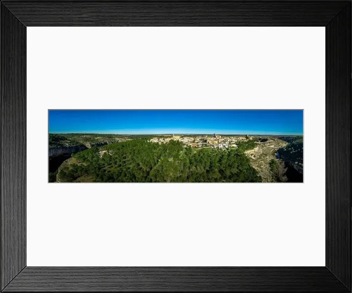 Framed Print : Aerial view of Alarcon castle, parador and fortifications along the Jucar river in Albacete province Spain Framed Print : Aerial view of Alarcon castle, parador and fortifications along the Jucar river in Albacete province Spain