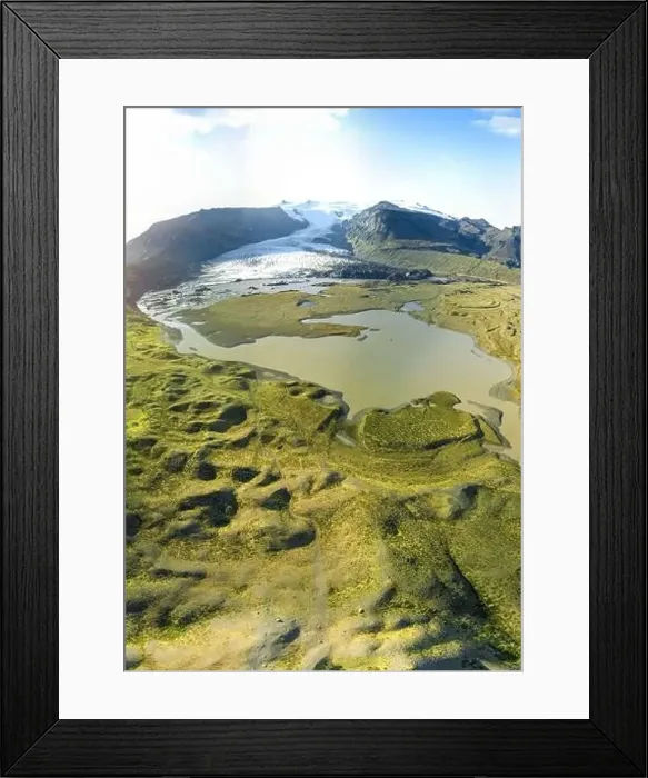Framed Print : Icelandic aerial landscape. Panorama of the Fjallsarlon glacier and the lagoon at sunset Framed Print : Icelandic aerial landscape. Panorama of the Fjallsarlon glacier and the lagoon at sunset