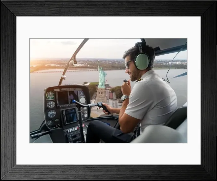 Framed Print : Helicopter cockpit with pilot arm and control console inside the cabin on Liberty Island Framed Print : Helicopter cockpit with pilot arm and control console inside the cabin on Liberty Island