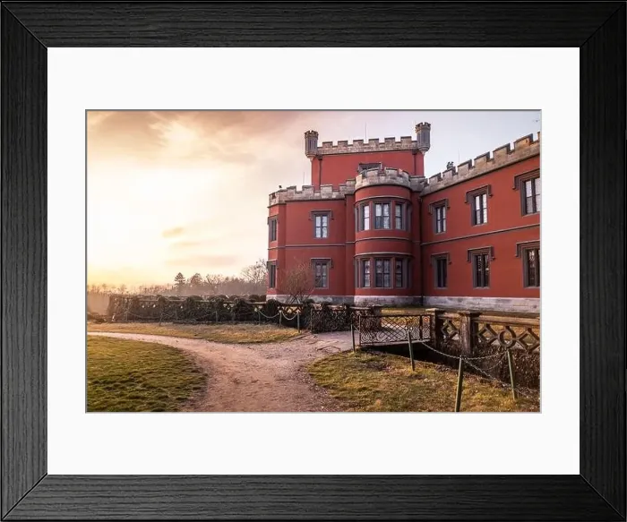 Framed Print : Hradek at Nechanice is a neo-Gothic chateau building situated on a slight elevation 800 m northwest of the village Framed Print : Hradek at Nechanice is a neo-Gothic chateau building situated on a slight elevation 800 m northwest of the village