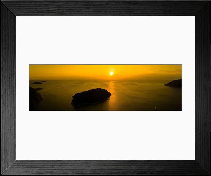 Framed Print : aerial view sunset above Nai Harn beach Framed Print : aerial view sunset above Nai Harn beach