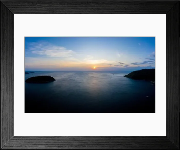 Framed Print : aerial view sunset above Nai Harn beach Framed Print : aerial view sunset above Nai Harn beach