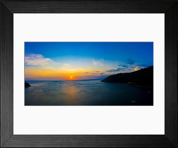 Framed Print : aerial view sunset above Nai Harn beach Framed Print : aerial view sunset above Nai Harn beach