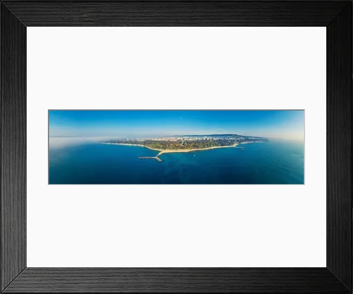 Framed Print : Varna, Bulgaria cityscape, aerial drone view over the city skyline Framed Print : Varna, Bulgaria cityscape, aerial drone view over the city skyline