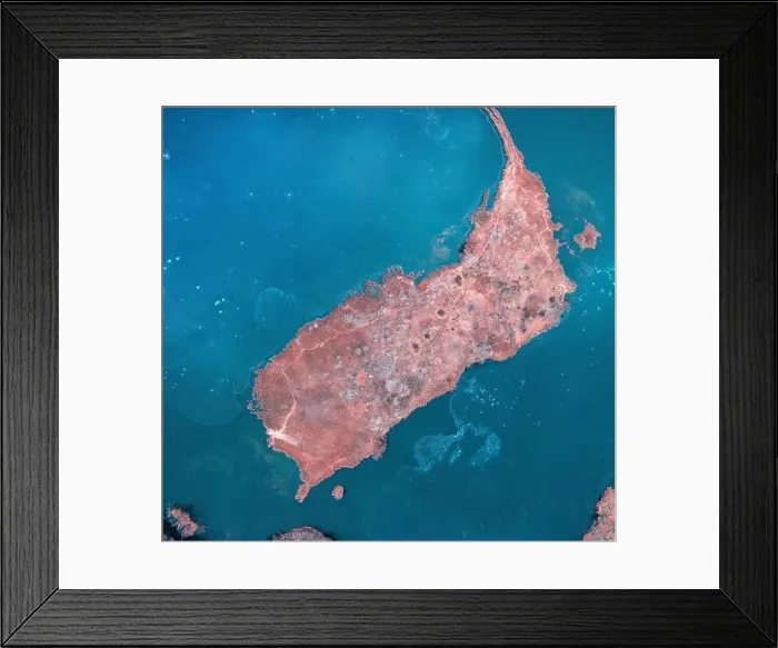 Framed Print : A small island with trees without leaves and orange dry vegetation, in the center of Hammers Lake, drone view Framed Print : A small island with trees without leaves and orange dry vegetation, in the center of Hammers Lake, drone view