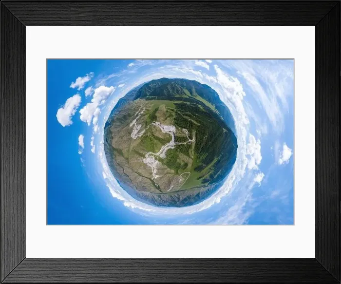 Framed Print : Aerial panoramic view of planet earth near a Chike-Taman pass in the Altai mountains with green trees Framed Print : Aerial panoramic view of planet earth near a Chike-Taman pass in the Altai mountains with green trees