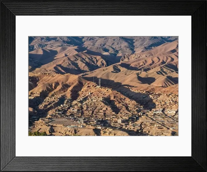 Framed Print : View by drone over Bamyan, Shahr-e Gholghola (City of Screams) ruins, Bamyan, Afghanistan, Asia Framed Print : View by drone over Bamyan, Shahr-e Gholghola (City of Screams) ruins, Bamyan, Afghanistan, Asia