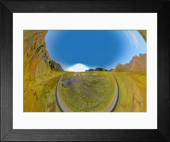 Framed Print : Icelandic aerial landscape with a viking village in Stokksnes Framed Print : Icelandic aerial landscape with a viking village in Stokksnes