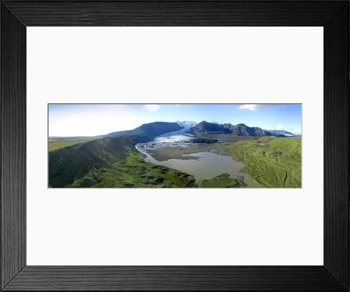 Framed Print : Icelandic aerial landscape. Panorama of the Fjallsarlon glacier and the lagoon at sunset Framed Print : Icelandic aerial landscape. Panorama of the Fjallsarlon glacier and the lagoon at sunset