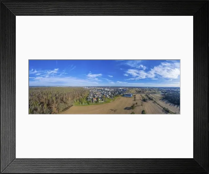 Framed Print : Aerial view on the German village of Moerfelden-Walldorf close to Frankfurt during daytime Framed Print : Aerial view on the German village of Moerfelden-Walldorf close to Frankfurt during daytime