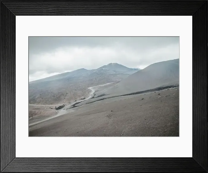 Framed Print : Top of crater Mount Etna volcano, frozen cold lava smokes, thick clouds Framed Print : Top of crater Mount Etna volcano, frozen cold lava smokes, thick clouds