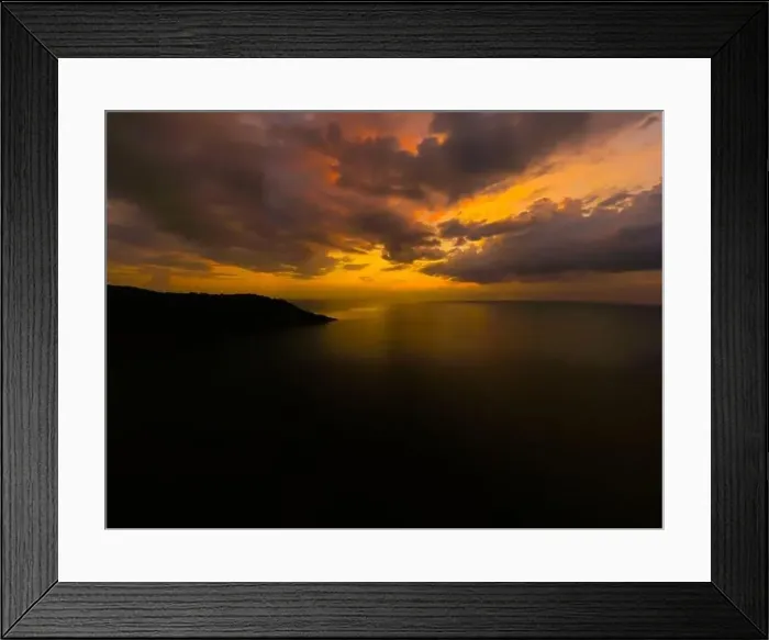 Framed Print : Aerial view of sunset over the sea Framed Print : Aerial view of sunset over the sea