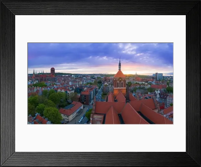 Framed Print : Aerial view on roof of church and part of old town in Gdansk Framed Print : Aerial view on roof of church and part of old town in Gdansk