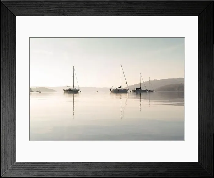 Framed Print : Drone shot of early morning on lake windermere Framed Print : Drone shot of early morning on lake windermere
