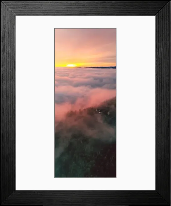 Framed Print : Sunrise in the Mountains with a lot of Fog Framed Print : Sunrise in the Mountains with a lot of Fog