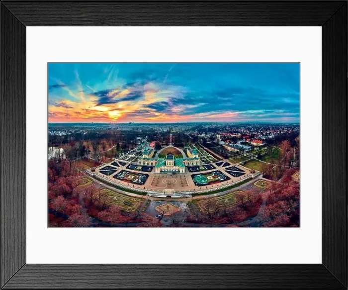 Framed Print : Beautiful panoramic aerial drone view to Wilanow Palace or Wilanowski Palace - is a royal palace located in the Wilanow Framed Print : Beautiful panoramic aerial drone view to Wilanow Palace or Wilanowski Palace - is a royal palace located in the Wilanow