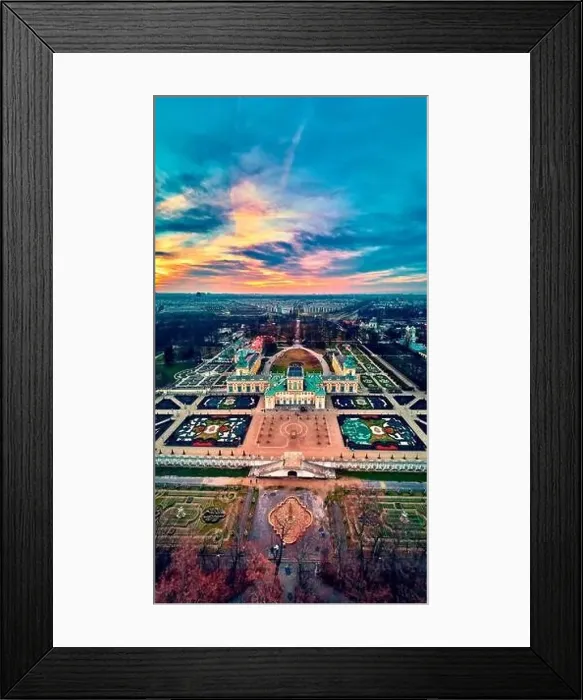 Framed Print : Beautiful panoramic aerial drone view to Wilanow Palace or Wilanowski Palace - is a royal palace located in the Wilanow Framed Print : Beautiful panoramic aerial drone view to Wilanow Palace or Wilanowski Palace - is a royal palace located in the Wilanow