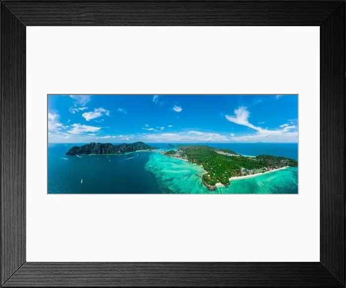 Framed Print : Panorama of tropical islands Phi Phi Don and Phi Phi Leh in sea Framed Print : Panorama of tropical islands Phi Phi Don and Phi Phi Leh in sea