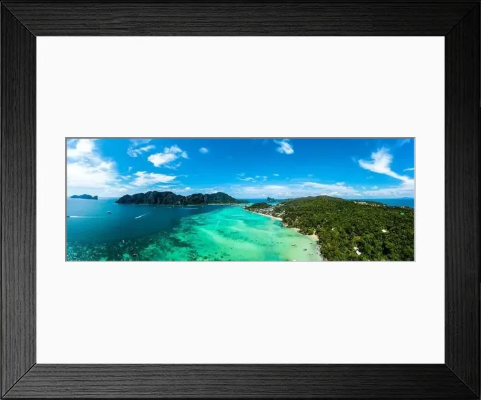 Framed Print : Panorama of tropical islands Phi Phi Don and Phi Phi Leh in sea Framed Print : Panorama of tropical islands Phi Phi Don and Phi Phi Leh in sea