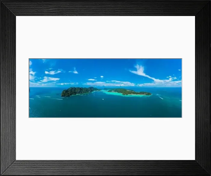 Framed Print : Panorama of tropical islands Phi Phi Don and Phi Phi Leh in sea Framed Print : Panorama of tropical islands Phi Phi Don and Phi Phi Leh in sea