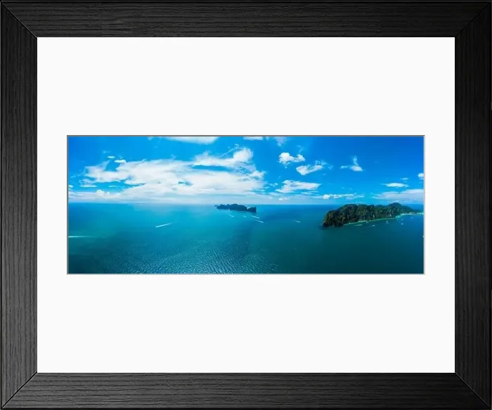 Framed Print : Panorama of tropical islands Phi Phi Don and Phi Phi Leh in sea Framed Print : Panorama of tropical islands Phi Phi Don and Phi Phi Leh in sea