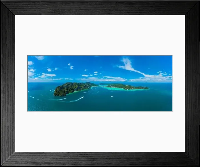Framed Print : Top view of tropical island with limestone rocks and blue clear water Framed Print : Top view of tropical island with limestone rocks and blue clear water