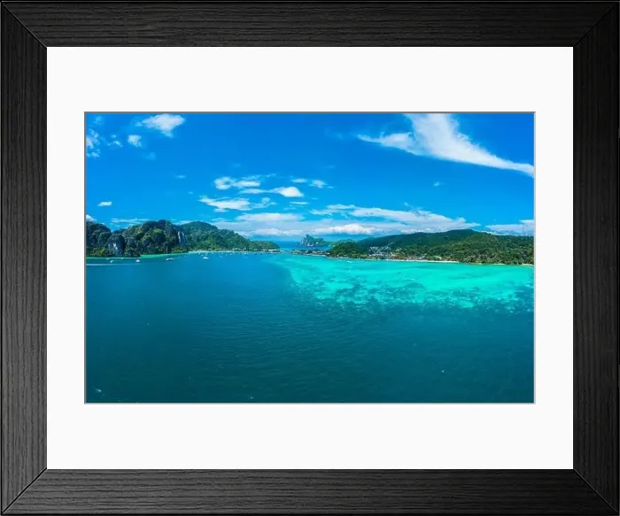 Framed Print : Top view of tropical island with limestone rocks and blue clear water Framed Print : Top view of tropical island with limestone rocks and blue clear water