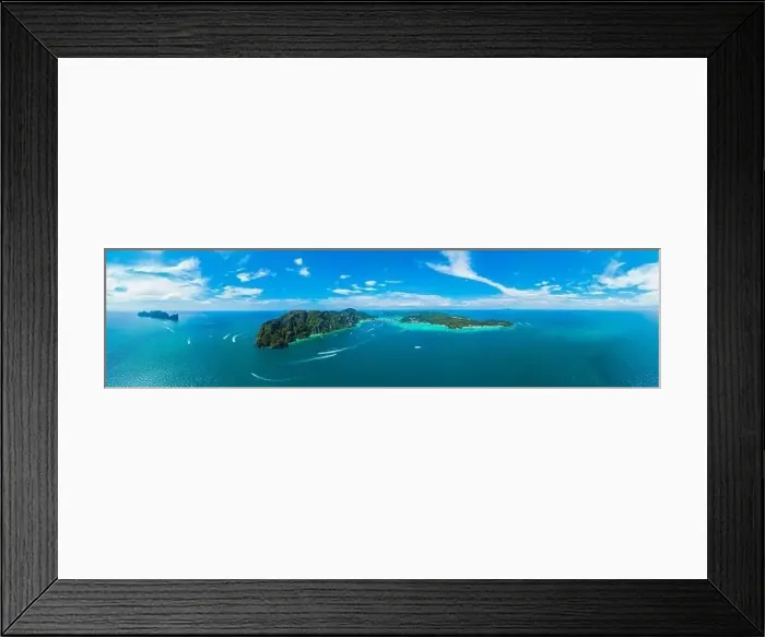 Framed Print : Panorama of tropical islands Phi Phi Don and Phi Phi Leh in sea Framed Print : Panorama of tropical islands Phi Phi Don and Phi Phi Leh in sea
