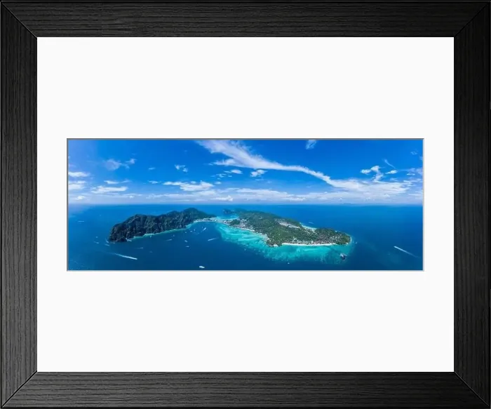 Framed Print : Top view of tropical island with limestone rocks and blue clear water Framed Print : Top view of tropical island with limestone rocks and blue clear water