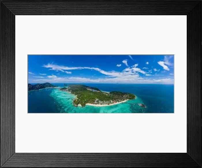 Framed Print : Top view of tropical island with limestone rocks and blue clear water Framed Print : Top view of tropical island with limestone rocks and blue clear water
