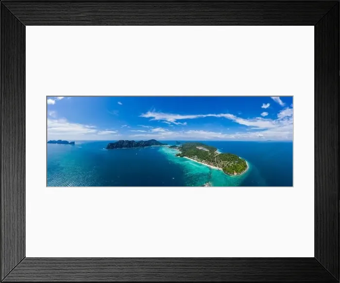 Framed Print : Top view of tropical island with limestone rocks and blue clear water Framed Print : Top view of tropical island with limestone rocks and blue clear water