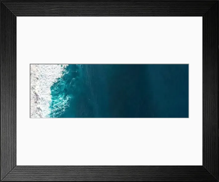 Framed Print : Aerial view to waves in ocean Splashing Waves. Blue clean wavy sea water Framed Print : Aerial view to waves in ocean Splashing Waves. Blue clean wavy sea water