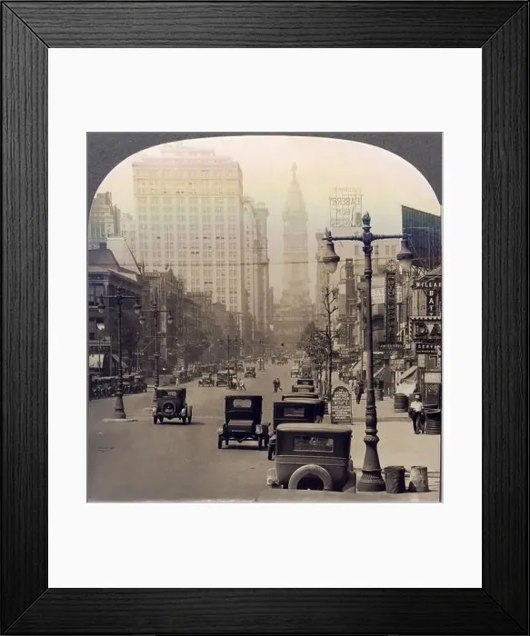 Framed Print : 1909 ca, USA : PHILADELPHIA, Pennsylvania : Looking North on Broad Street