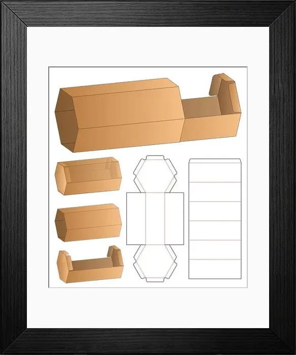 Framed Print : Box packaging die cut template design. 3d mock-up Framed Print : Box packaging die cut template design. 3d mock-up