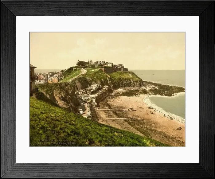 Framed Print : 1905 ca, GRANVILLE, FRANCE : View upper town and beach Framed Print : 1905 ca, GRANVILLE, FRANCE : View upper town and beach