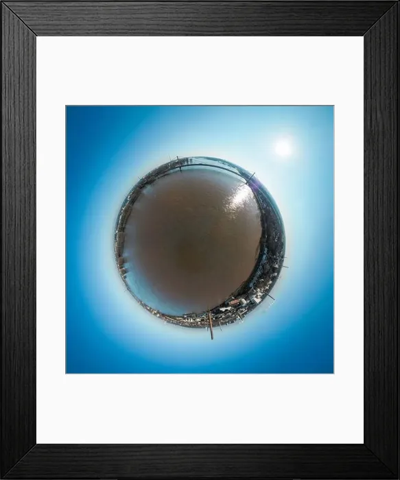 Framed Print : Rhine during flood next to bridge of highway A40 in Duisburg Neuenkamp Germany, little planet optic Framed Print : Rhine during flood next to bridge of highway A40 in Duisburg Neuenkamp Germany, little planet optic
