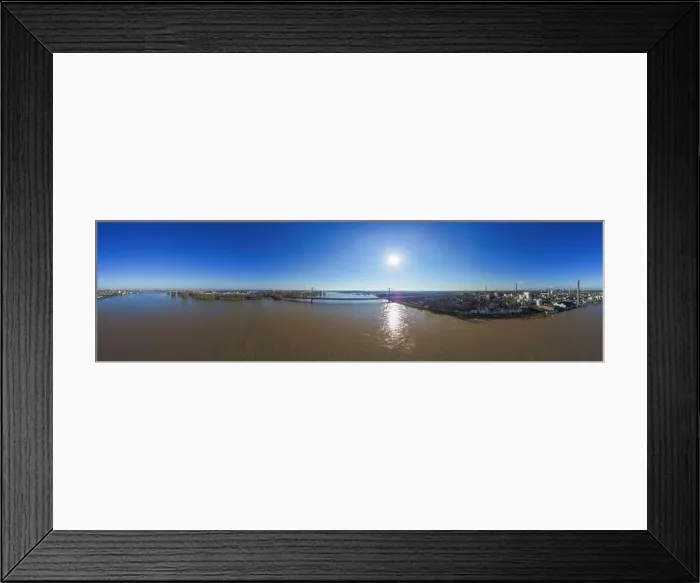 Framed Print : Bridge over river Rhine in Duisburg Neuenkamp, Germany during flood of the A40 Highway, 360 degree Ppanorama Framed Print : Bridge over river Rhine in Duisburg Neuenkamp, Germany during flood of the A40 Highway, 360 degree Ppanorama