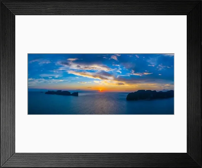 Framed Print : Amazing sunset aerial view of Nui Beach from drone. Ko Phi Phi Don, Thailand. Andaman Sea Framed Print : Amazing sunset aerial view of Nui Beach from drone. Ko Phi Phi Don, Thailand. Andaman Sea