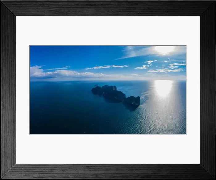 Framed Print : Top view of tropical island with limestone rocks Framed Print : Top view of tropical island with limestone rocks