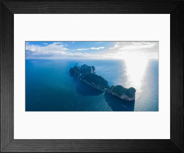Framed Print : Top view of tropical island with limestone rocks Framed Print : Top view of tropical island with limestone rocks