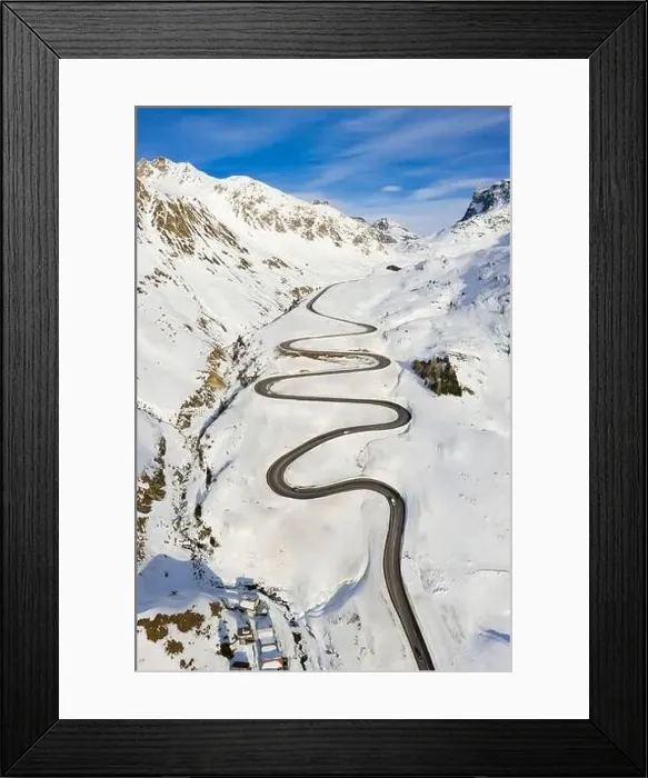 Framed Print : Aerial view of Julier Pass, Albula, Engadine, Canton of Graubunden, Switzerland, Southern Europe