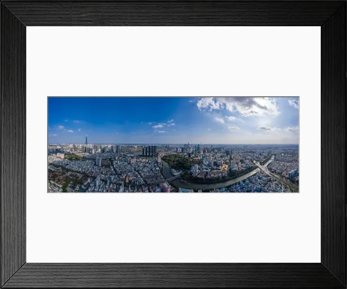 Framed Print : Ho Chi Minh City, Vietnam Aerial panorama on sunny day with blue sky Framed Print : Ho Chi Minh City, Vietnam Aerial panorama on sunny day with blue sky