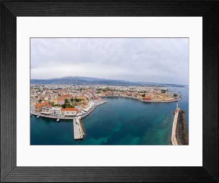Framed Print : Panoramic aerial view from above of the city of Chania Framed Print : Panoramic aerial view from above of the city of Chania