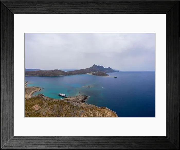 Framed Print : Panoramic aerial drone view of Gramvousa island near Crete Framed Print : Panoramic aerial drone view of Gramvousa island near Crete