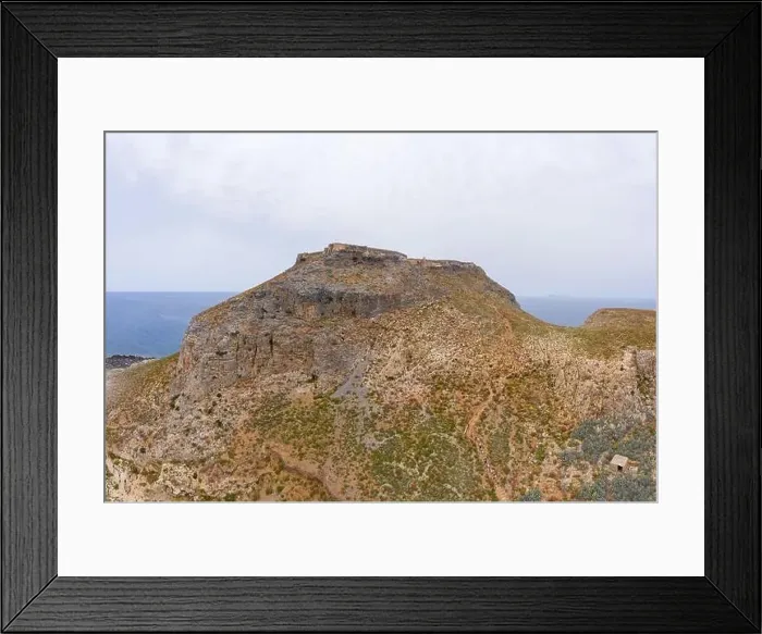 Framed Print : Panoramic aerial drone view of Gramvousa island near Crete Framed Print : Panoramic aerial drone view of Gramvousa island near Crete