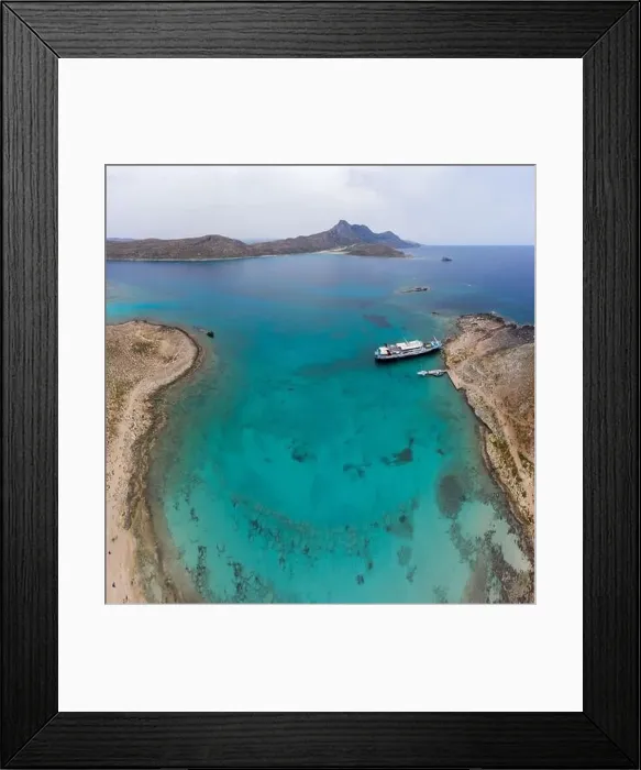 Framed Print : Panoramic aerial drone view of Gramvousa island near Crete Framed Print : Panoramic aerial drone view of Gramvousa island near Crete