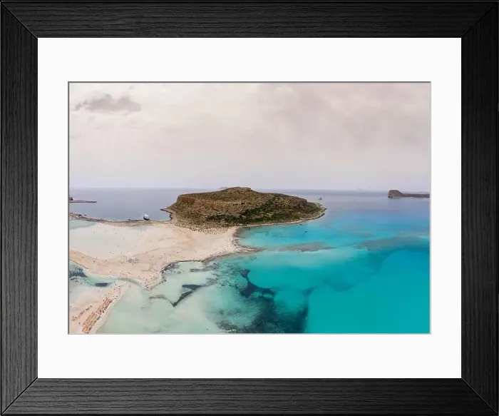 Framed Print : Amazing aerial panoramic view on the famous Balos beach in Balos lagoon and pirate island Gramvousa Framed Print : Amazing aerial panoramic view on the famous Balos beach in Balos lagoon and pirate island Gramvousa