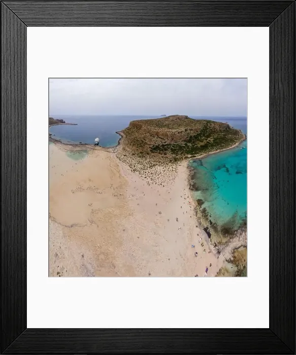 Framed Print : Amazing aerial panoramic view on the famous Balos beach in Balos lagoon and pirate island Gramvousa Framed Print : Amazing aerial panoramic view on the famous Balos beach in Balos lagoon and pirate island Gramvousa